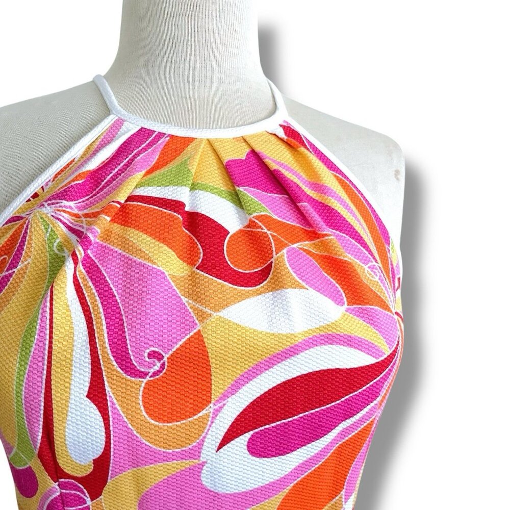 Vintage 90s Laundry Shelli Segal Womens Dress Sz 6 Pink Groovy Sheath Retro 60s - Picture 8 of 10